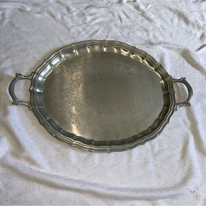 Elegant Silver Plated Serving Tray large 25” butler or waiter tray catering